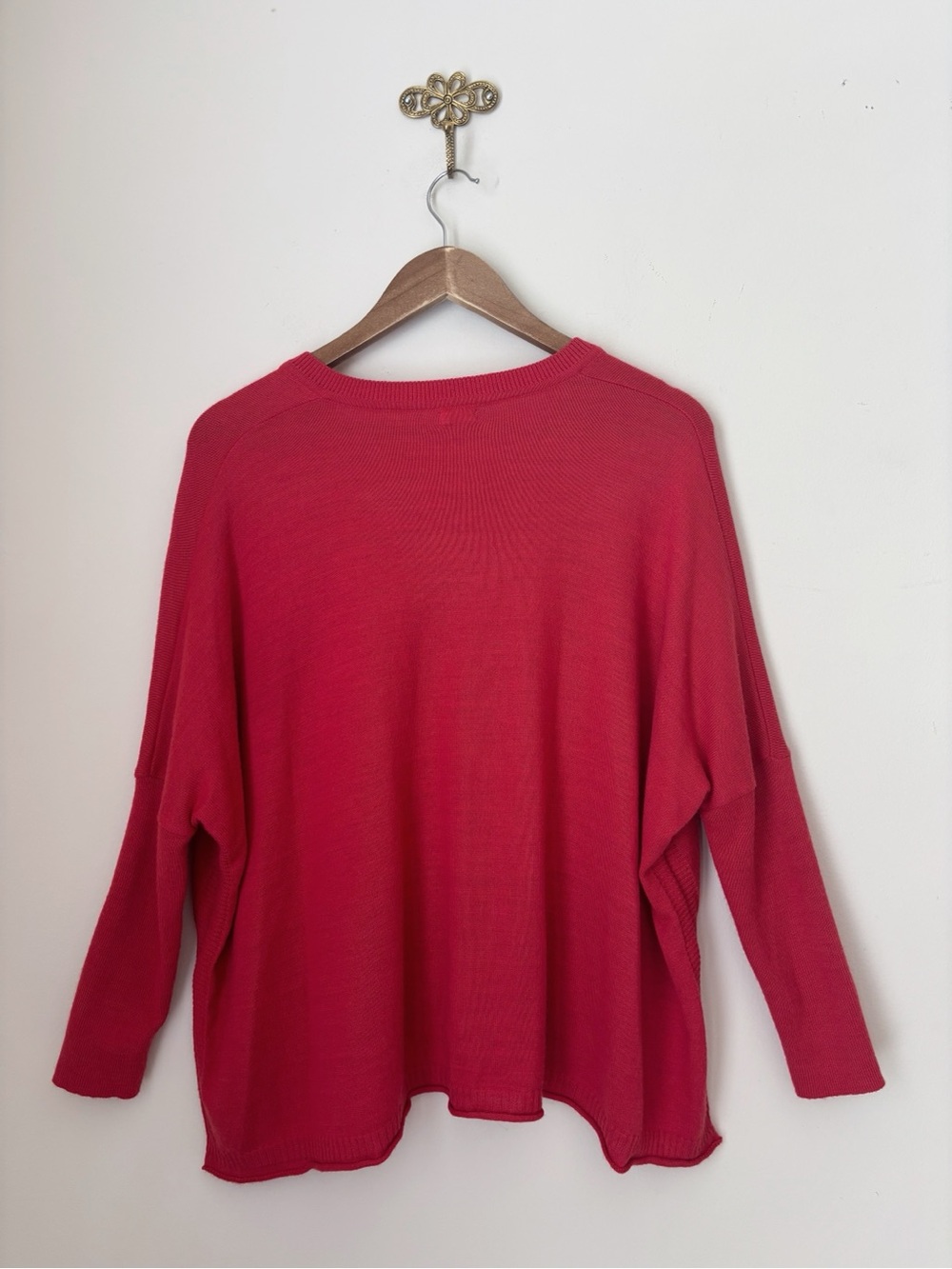 Mersea Chili Red The Catalina V Neck Sweater Oversized Sz P 4 6 Coastal Summer - Picture 4 of 5